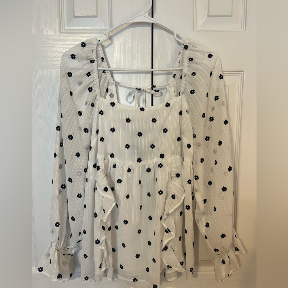 Adorable Boho Floral Sheer Top - Size S